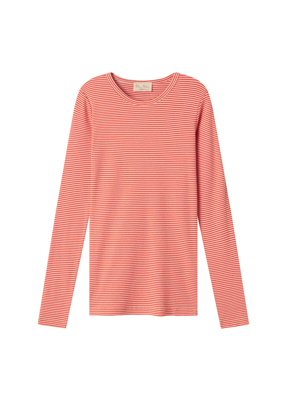 Rød og hvid stribet langærmet T-shirt til kvinder