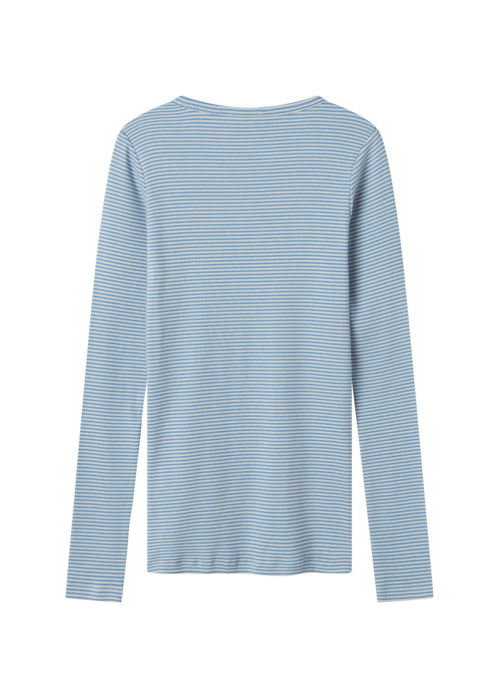 Blå og hvid stribet langærmet T-shirt til kvinder