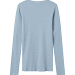 Blå og hvid stribet langærmet T-shirt til kvinder