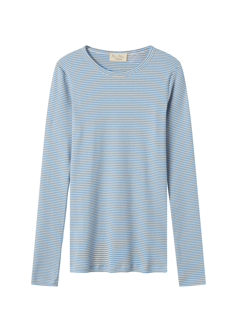 Blå og hvid stribet langærmet T-shirt til kvinder