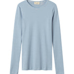 Blå og hvid stribet langærmet T-shirt til kvinder