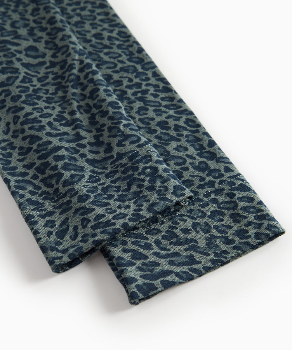 Grøn leopardmønstret leggings til børn