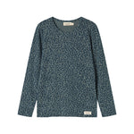 Grøn leopardmønstret t-shirt med lange ærmer til børn