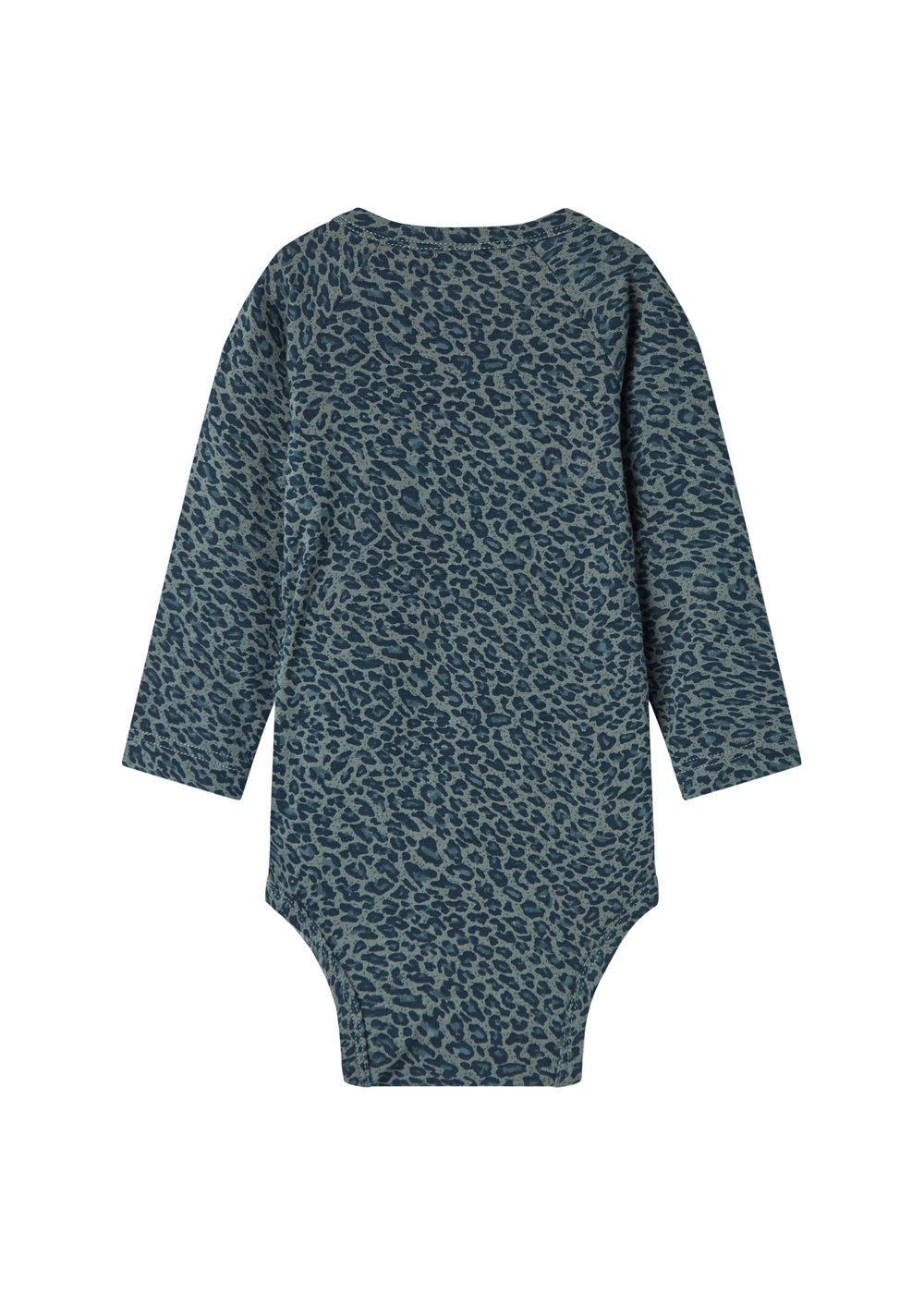 Grøn leopardmønstret babybody med lange ærmer