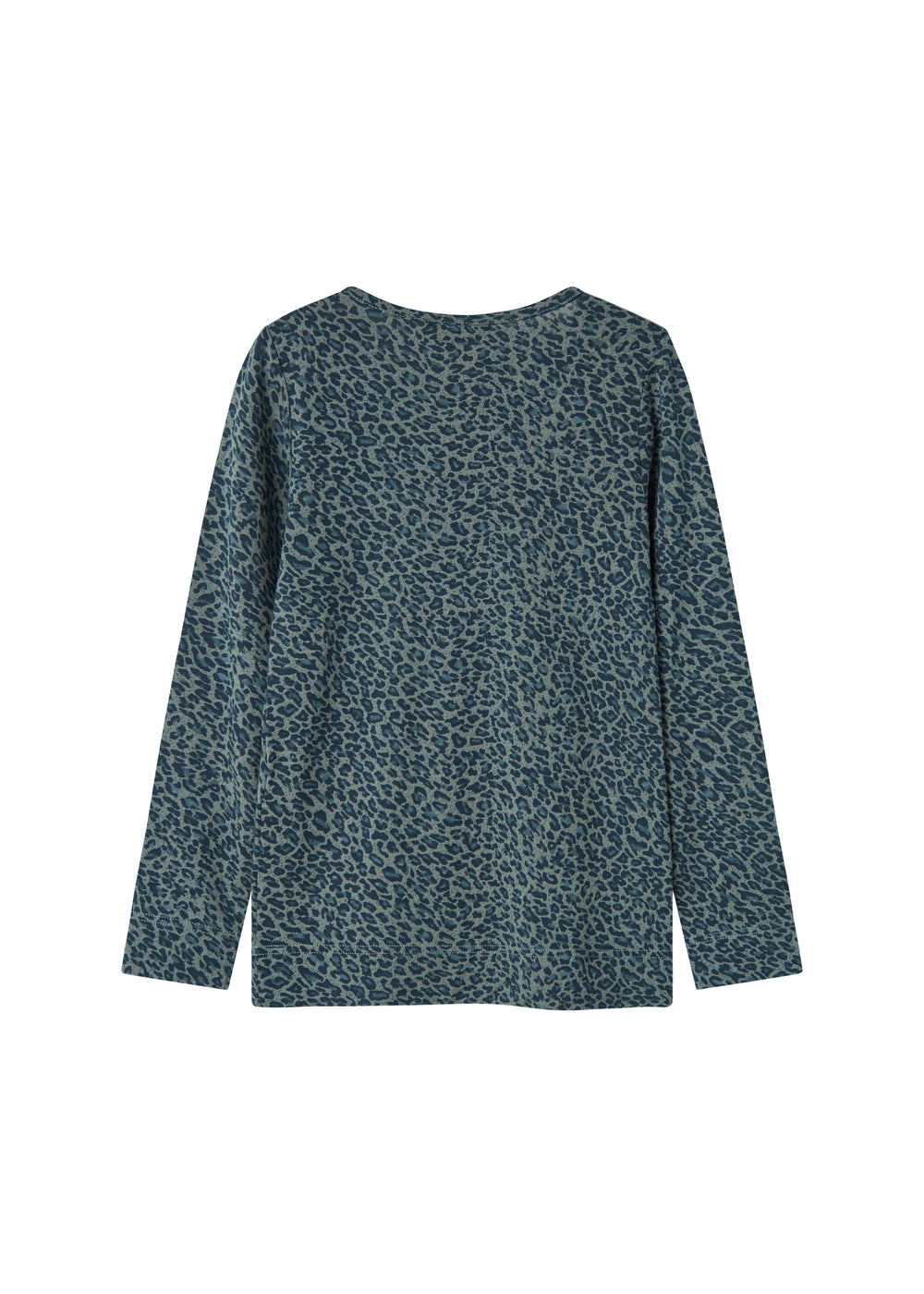 Grøn leopardmønstret bluse med lange ærmer og flæser til børn