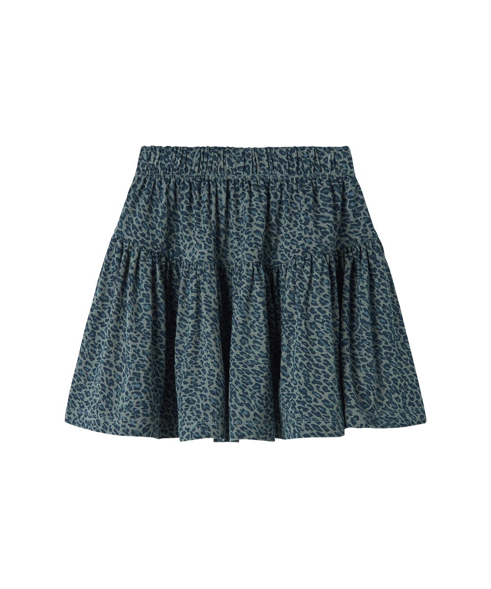 Mørkegrøn leopardmønstret nederdel til børn