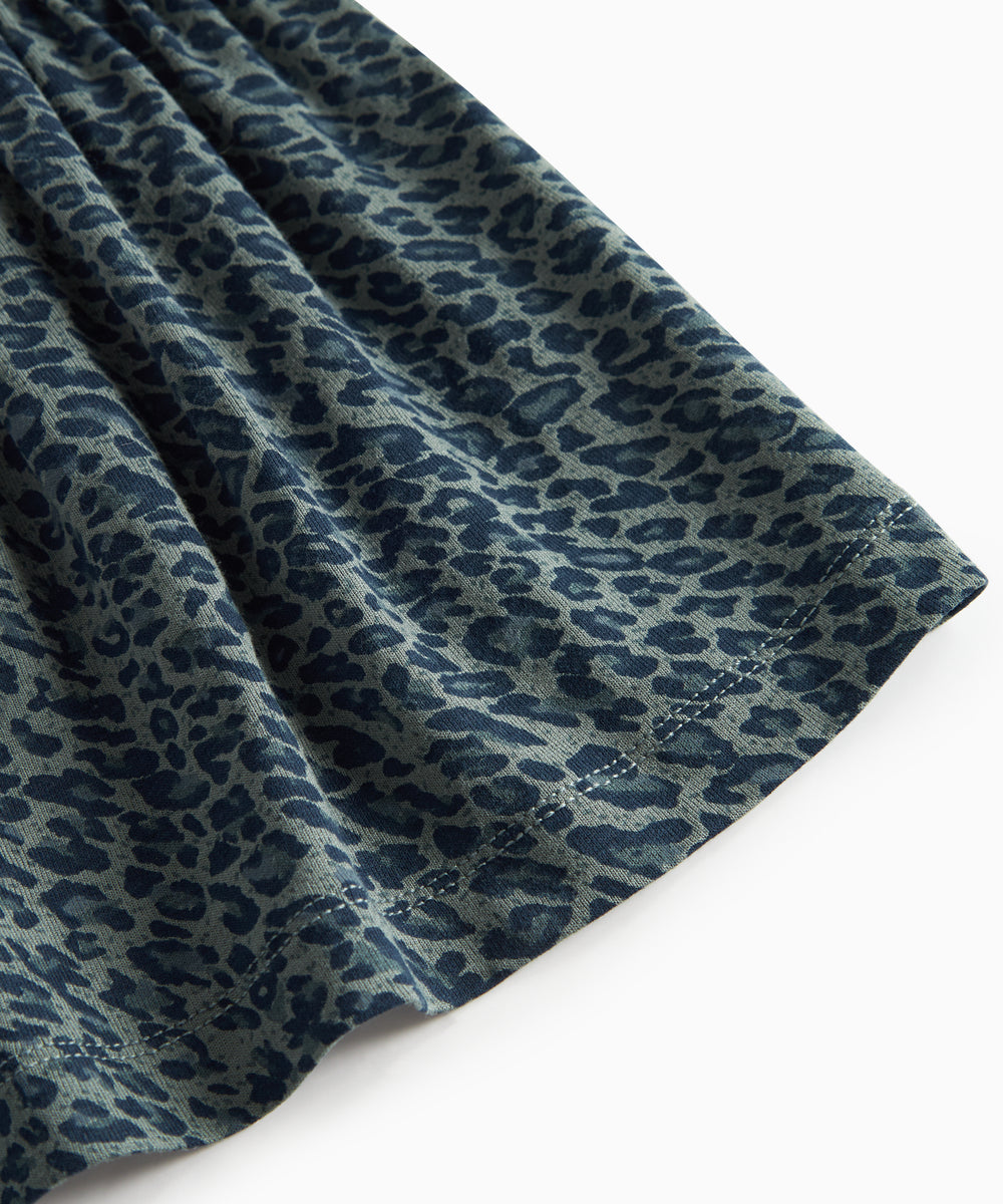 Mørkegrøn leopardmønstret nederdel til børn