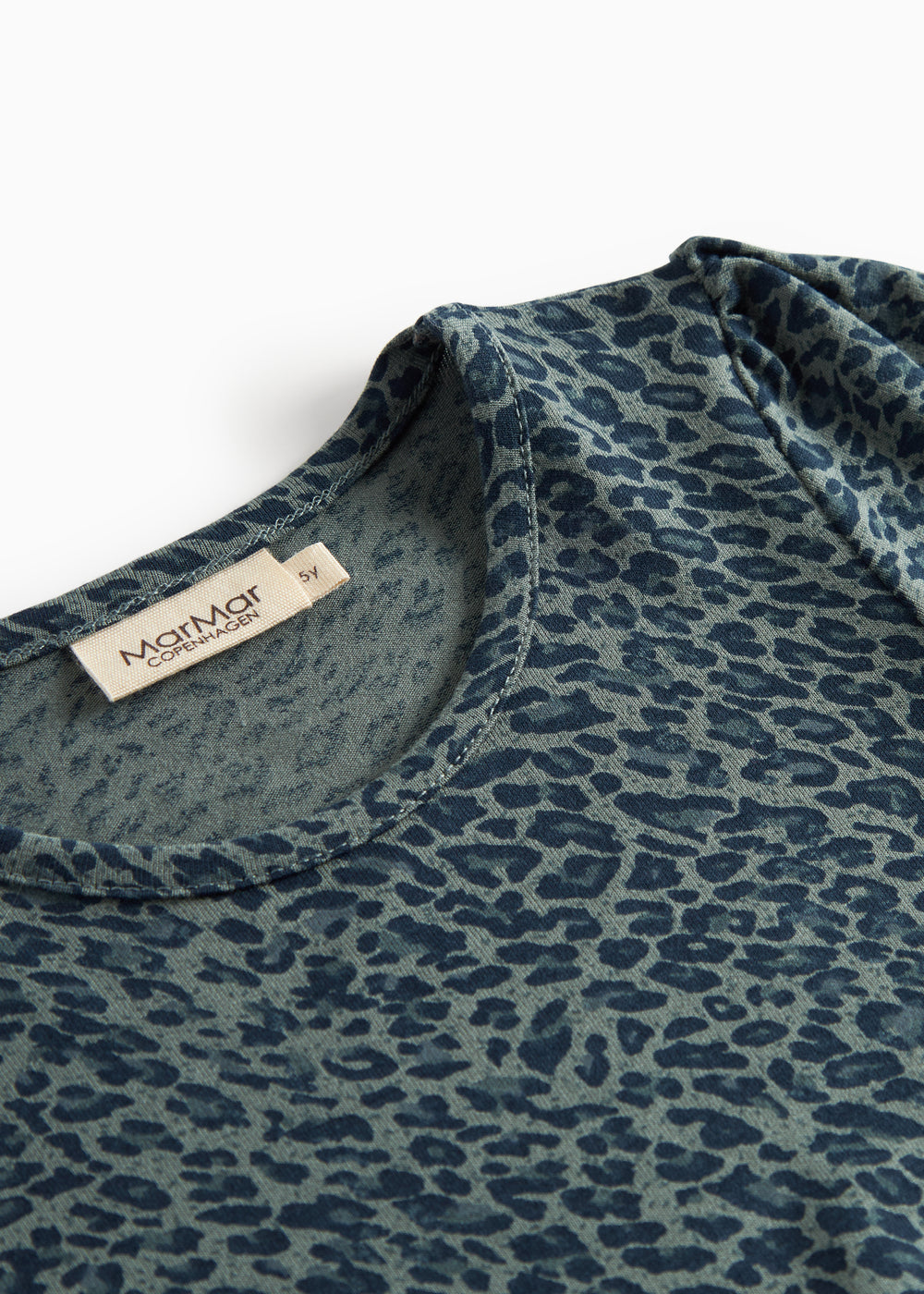 Grøn leopardmønstret kjole med lange ærmer til børn