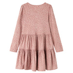 Lyserød leopardmønstret kjole med lange ærmer til børn