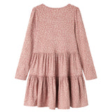 Lyserød leopardmønstret kjole med lange ærmer til børn