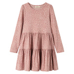 Lyserød leopardmønstret kjole med lange ærmer til børn