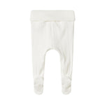 Hvide pointelle bukser med fødder til baby