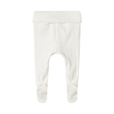 Hvide pointelle bukser med fødder til baby