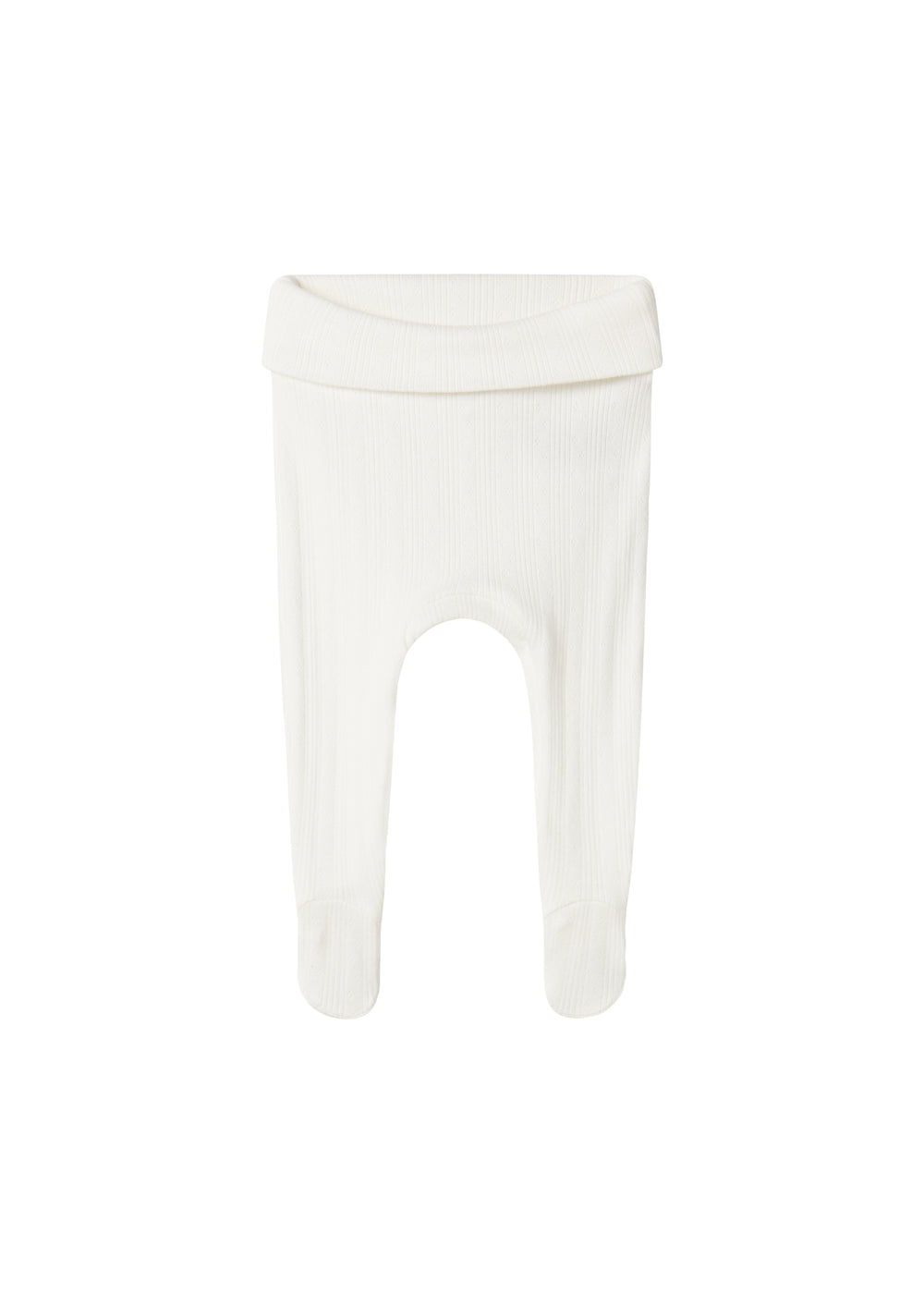 Hvide pointelle bukser med fødder til baby