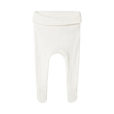 Hvide pointelle bukser med fødder til baby