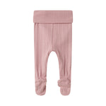 Rosa pointelle bukser til baby med fødder