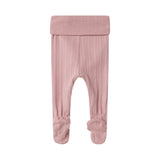 Rosa pointelle bukser til baby med fødder
