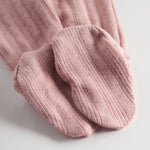 Rosa pointelle bukser til baby med fødder