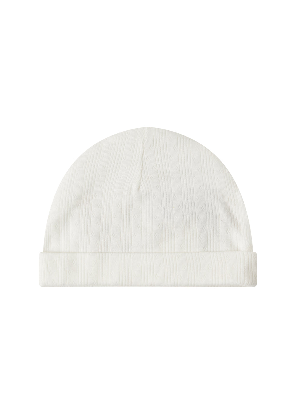 Hvid pointelle hue til baby