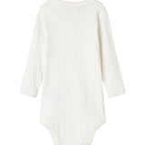 Hvid pointelle body til børn med lange ærmer