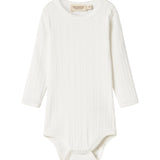 Hvid pointelle body til børn med lange ærmer