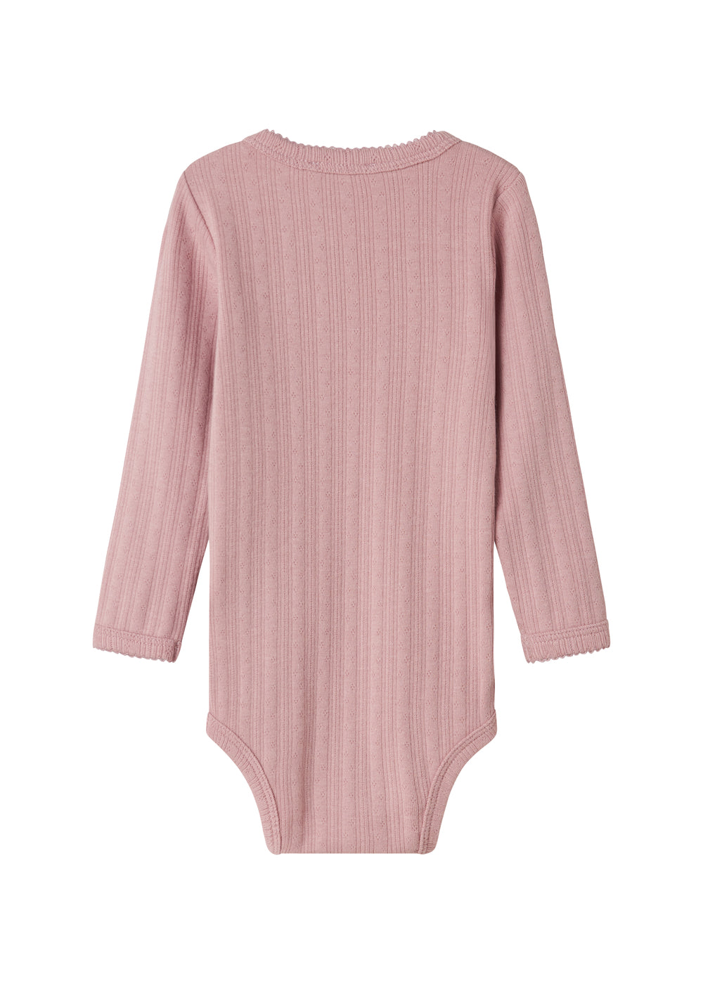 Rosa pointelle body til børn med lange ærmer