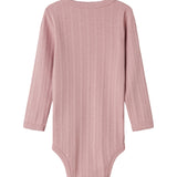 Rosa pointelle body til børn med lange ærmer