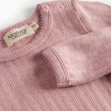 Rosa pointelle body til børn med lange ærmer