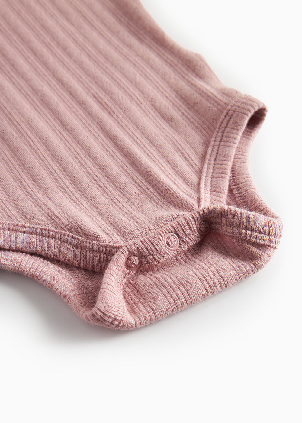 Rosa pointelle body til børn med lange ærmer