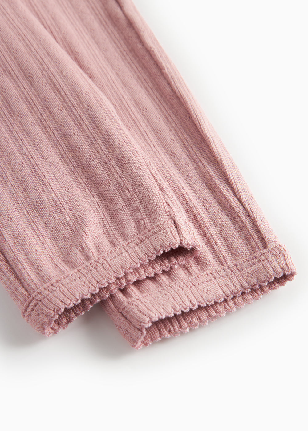 Rosa pointelle bukser til børn med bindebånd og ribkanter