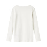 Hvid pointelle bluse til børn med lange ærmer