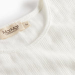 Hvid pointelle bluse til børn med lange ærmer