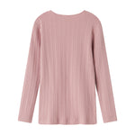 Rosa pointelle bluse til børn med lange ærmer