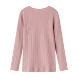 Rosa pointelle bluse til børn med lange ærmer