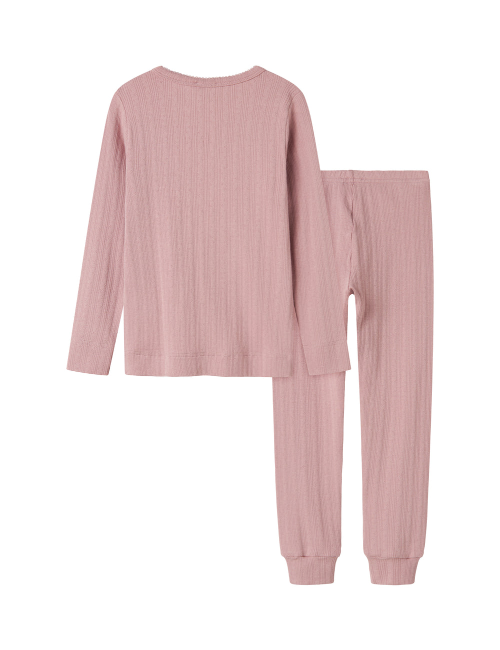 Rosa pointelle nattøjssæt til børn med bluse og bukser