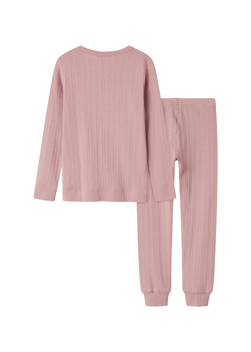 Rosa pointelle nattøjssæt til børn med bluse og bukser
