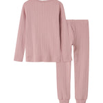 Rosa pointelle nattøjssæt til børn med bluse og bukser