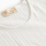 Hvid pointelle bluse til dame med lange ærmer