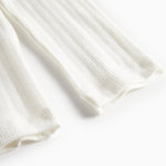 Hvid pointelle bluse til dame med lange ærmer