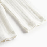 Hvid pointelle bluse til dame med lange ærmer