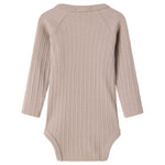 Beige pointelle slå-om body med lange ærmer til baby