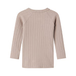 Beige pointelle slå-om bluse med lange ærmer til baby