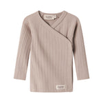 Beige pointelle slå-om bluse med lange ærmer til baby