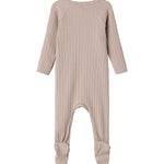 Beige pointelle heldragt med fødder til baby