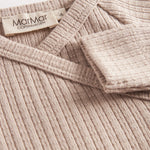 Beige pointelle heldragt med fødder til baby