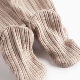 Beige pointelle bukser med fødder til baby