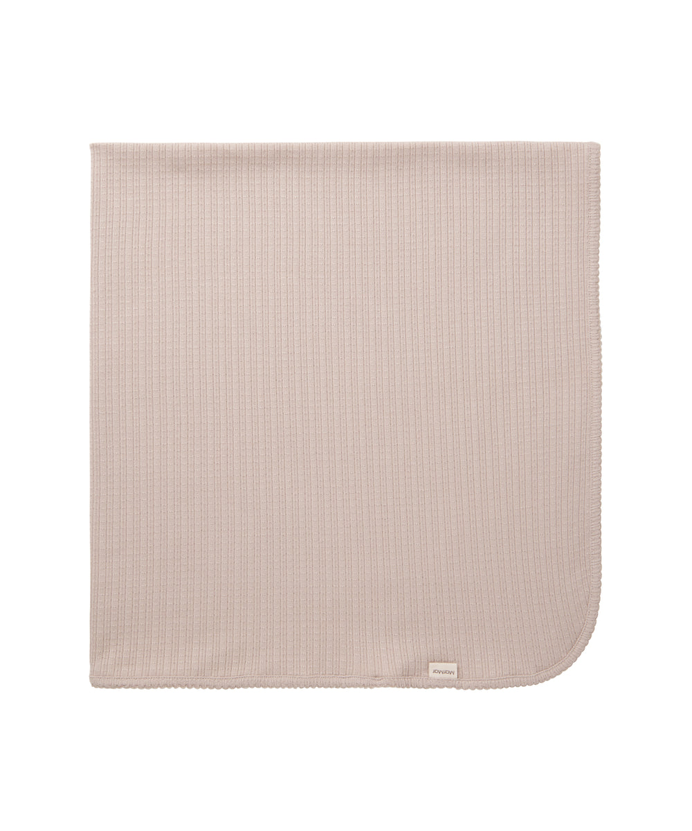 Beige pointelle babytæppe