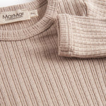 Beige pointelle body med lange ærmer til baby