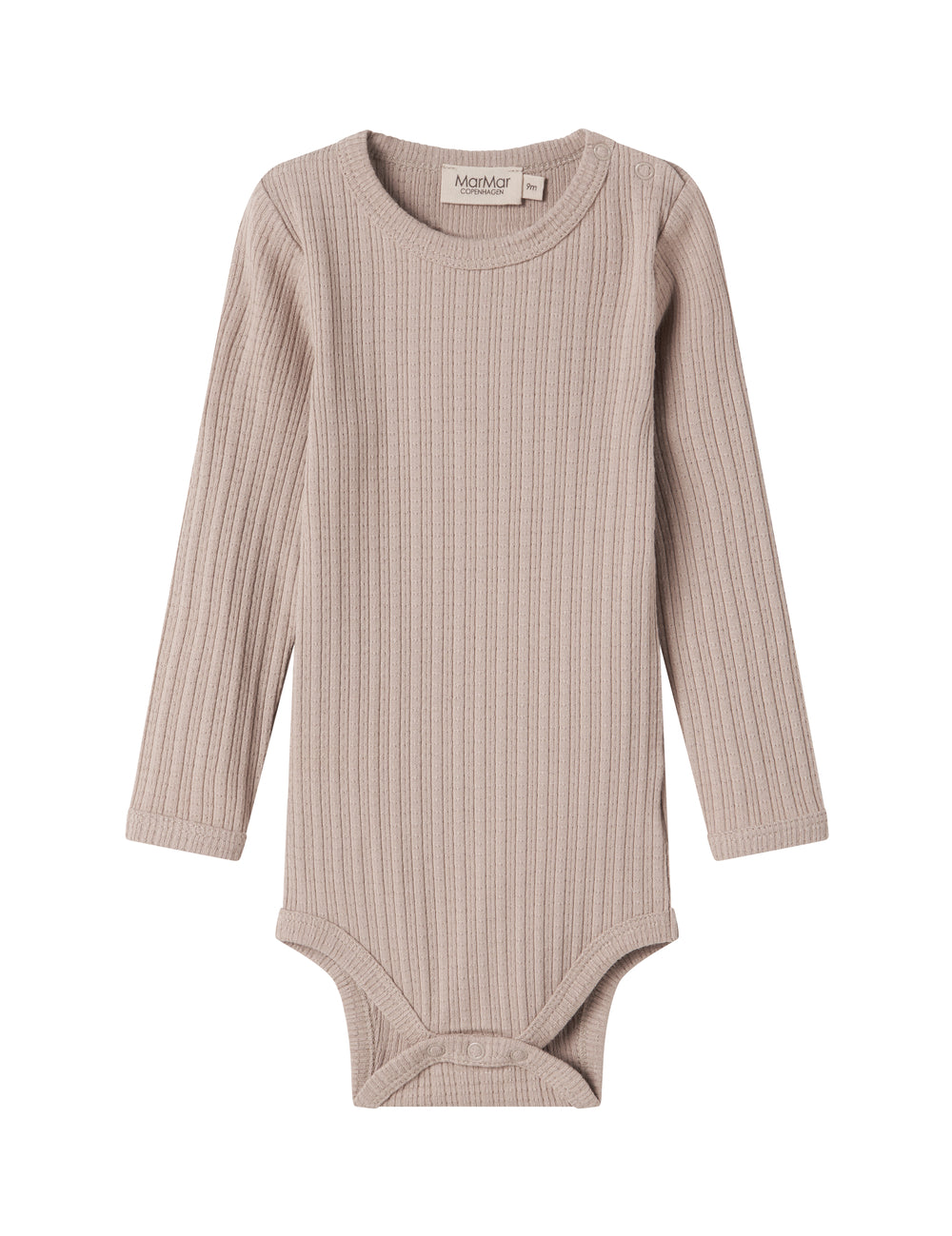 Beige pointelle body med lange ærmer til baby