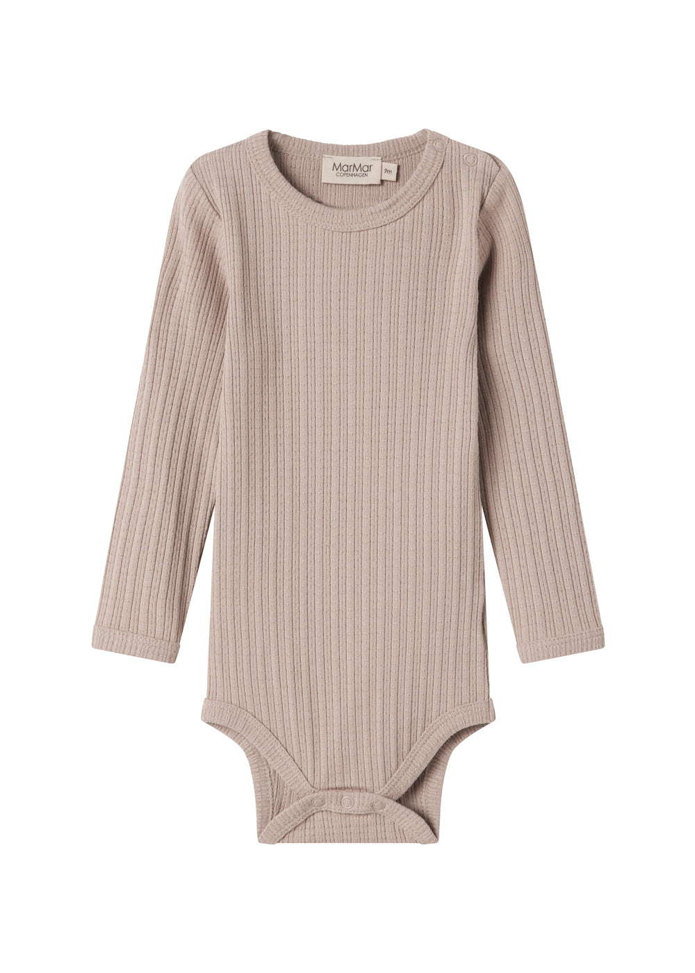 Beige pointelle body med lange ærmer til baby